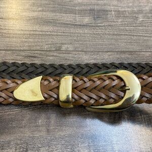 Vintage Capezio Braided Leather belt Tan with Gold tone hardware size M/L